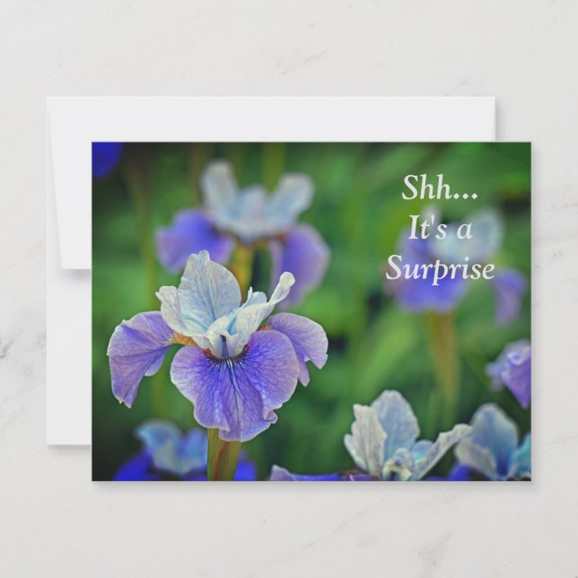Invitation Blue Iris Flower Botanical Surprise 100e anniversa (Devant)