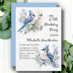 Invitation Blue Jay Bird Flowers Printemps 21e Anniversaire<br><div class="desc">21e anniversaire invitation avec des peintures de beaux Jays Bleus assis parmi les fleurs dans les branches d'un arbre. Contactez-moi pour obtenir de l'aide sur vos personnalisations ou pour demander des produits Zazzle correspondants ou coordonnés supplémentaires pour votre célébration.</div>