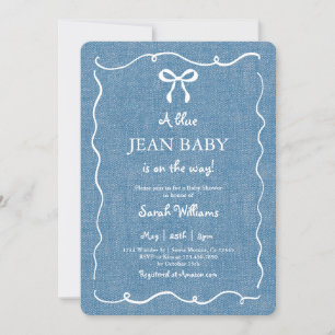 Invitation Blue Jean Baby Denim Baby shower garçon