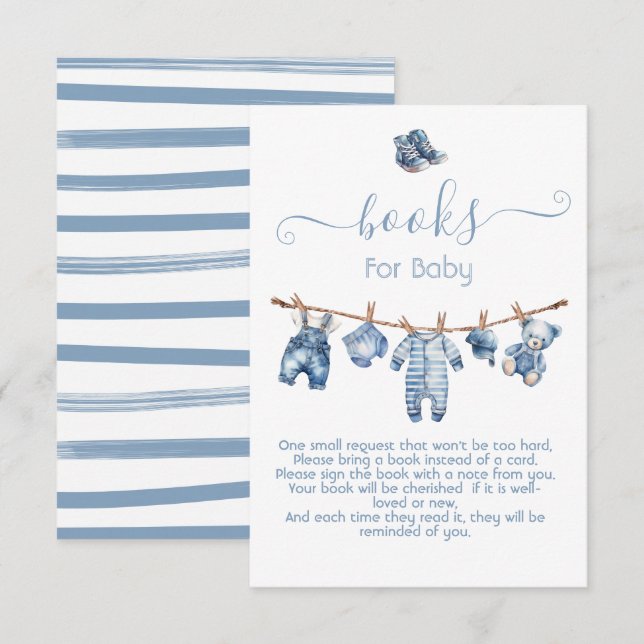 Invitation Blue Jean Baby Denim Livres pour bébé (Devant / Derrière)