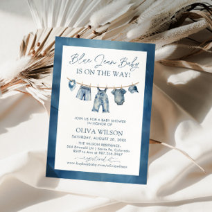 Invitation Blue Jean Baby est sur le chemin Baby shower