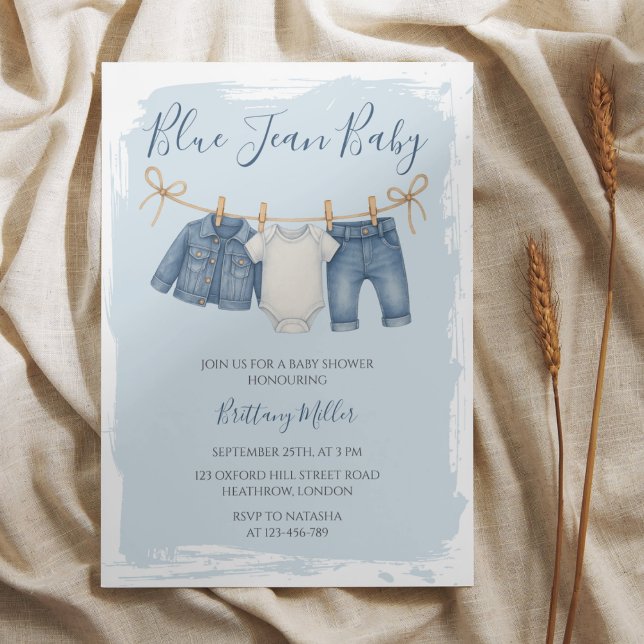Invitation Blue Jean Baby shower Baby Outfit (Créateur téléchargé)