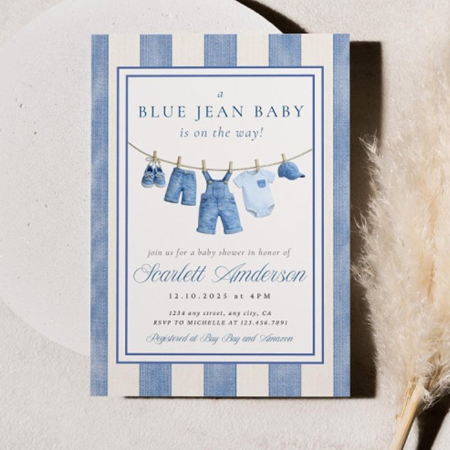 Invitation Blue Jean Baby Shower Invite, Denim Baby Shower  (Créateur téléchargé)