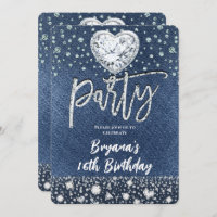 Blue Jean Denim & Bling Diamonds Anniversaire