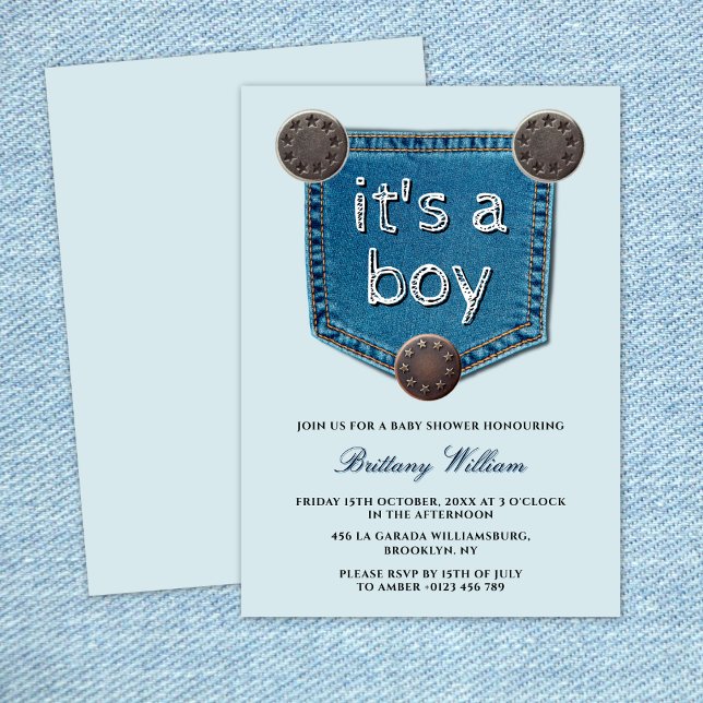 Invitation Blue Jean Denim C'est un Baby shower garçon (Créateur téléchargé)
