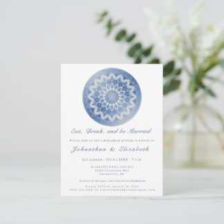 Invitation Blue Lace Mandala Rehearsal Dinner