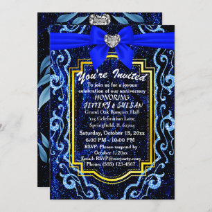 Invitation Blue Lace Moderne tendance Boho Classy Anniversair