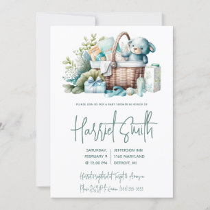 Invitation Blue Layette, Gift Basket, Baby Boy Shower