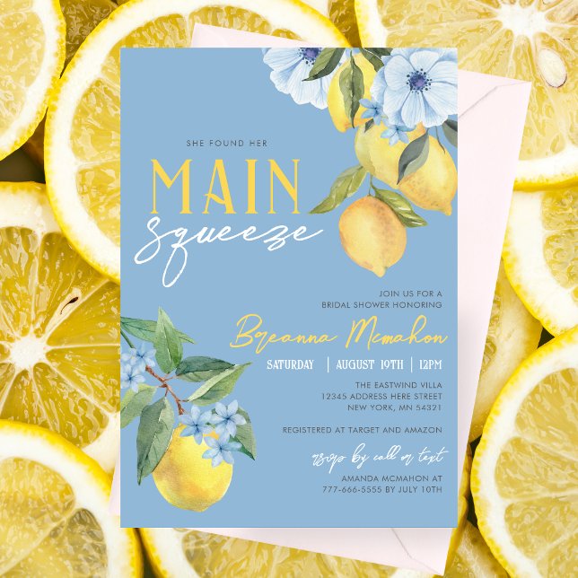 Invitation Blue Lemon a Trouvé Sa Robe de Mariée Squeeze Show (Lemon Bridal Shower Invitations are available printed with envelopes or for high resolution download)