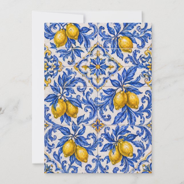 Invitation Blue Lemon Azulejo Tile (Devant)