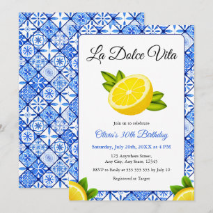 Invitation Blue Lemon Italien La Dolce Vita 30e Anniversaire