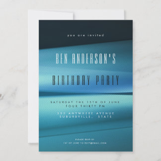 Invitation Blue Lines Modern Professional Hommes Fête d'anniv