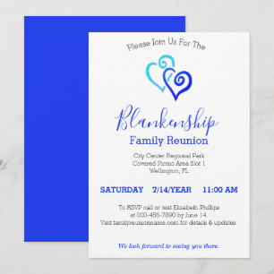 Invitation Blue Linked Hearts Famille Modèle de réunion