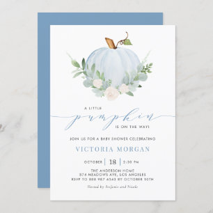 Invitation Blue Little Citrouille C'est un garçon Baby shower
