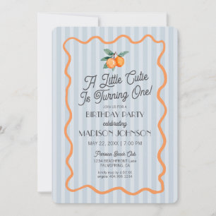 Invitation Blue Little Cutie Pastel Citrus Thème Anniversaire
