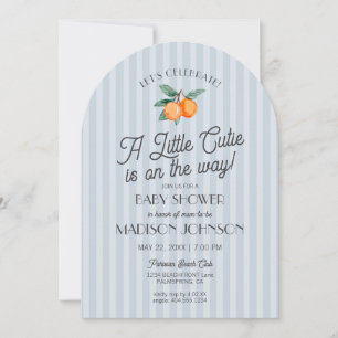 Invitation Blue Little Cutie Sur Le Chemin Baby shower Citrus