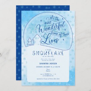 Invitation Blue Little Snowflake Merveilleux Baby shower d'hi