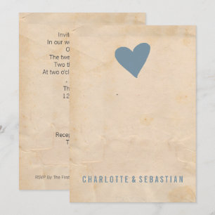 Invitation Blue Love Heart Moderne Simple Mariage contemporai