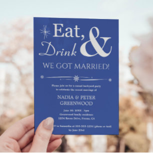Invitation Blue Manger Boire Nous sommes mariés Fuite de mari