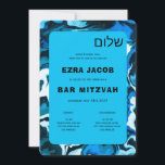 Invitation Blue Marble Star de David Custom Bar Bat mitzvah<br><div class="desc">Carte parfaite pour annoncer un bat mitzvah, bar mitzvah ou une autre célébration juive ! L'art abstrait pour vous à l'avant et à l'arrière ! ENTIÈREMENT PERSONNALISABLE ! Cliquez sur "Personnaliser" ci-dessus pour modifier le texte. Cliquez sur "modifier à l'aide de l'outil de conception" pour ajuster les polices, les couleurs...</div>