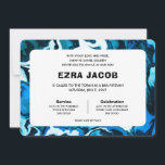 Invitation Blue Marble Star de David Custom Bar Bat mitzvah<br><div class="desc">Carte parfaite pour annoncer un bat mitzvah, bar mitzvah ou une autre célébration juive ! L'art abstrait pour vous à l'avant et à l'arrière ! ENTIÈREMENT PERSONNALISABLE ! Cliquez sur "Personnaliser" ci-dessus pour modifier le texte. Cliquez sur "modifier à l'aide de l'outil de conception" pour ajuster les polices, les couleurs...</div>