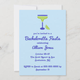 Invitation Blue Margarita Bachelorette Fête