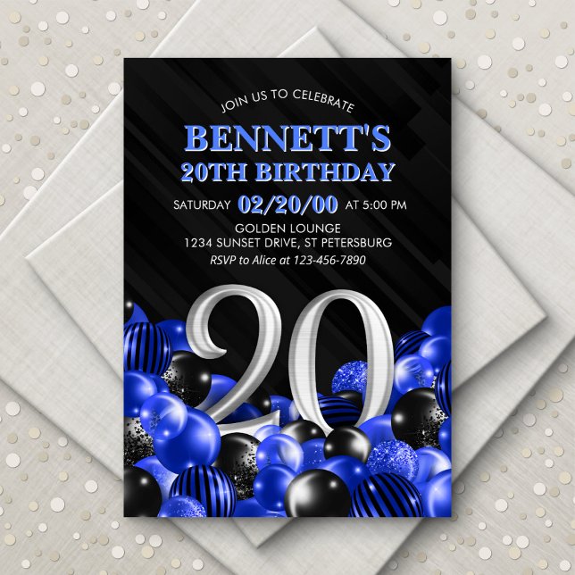 Invitation Blue Mens 20e anniversaire (Créateur téléchargé)