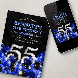 Invitation Blue Mens 55e anniversaire