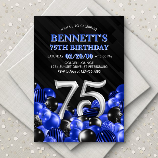 Invitation Blue Mens 75e anniversaire (Créateur téléchargé)
