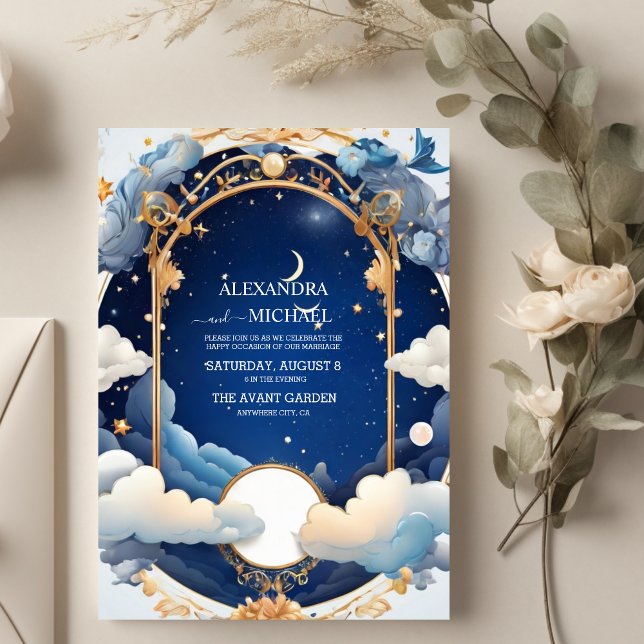 Invitation Blue Mid Summer Night Dream Mariage céleste (Créateur téléchargé)