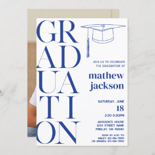 Invitation Blue Minimalist '24 Graduation Party Personnaliser