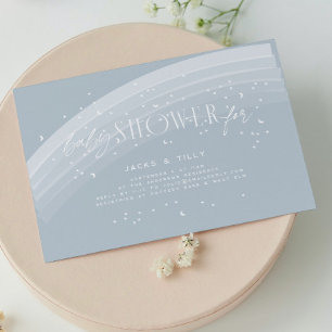 Invitation Blue Modern Arc en ciel et étoiles Baby shower bla