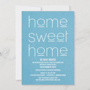 Invitation Blue Modern Sweet Accueil Fête de chauffage domest