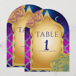 Invitation Blue Moon Arabe Nights Glam Gold Table Numéro