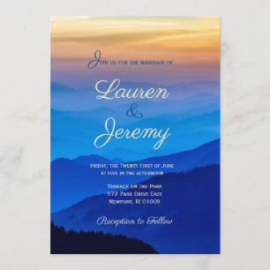 Invitation Blue Mountain et Mariage de coucher de soleil épou