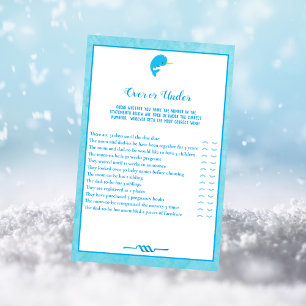 Invitation Blue Narwhal Over and Under Baby shower Game