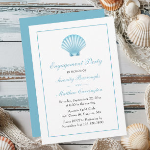 Invitation Blue Nautical Seashell Mariage