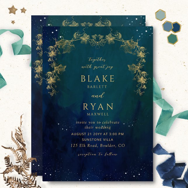 Invitation Blue Navy et Green Enchanter Celestial Mariage I (Créateur téléchargé)