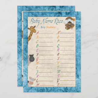 Invitation Blue Noah's Ark Nom de la course Baby shower Jeux