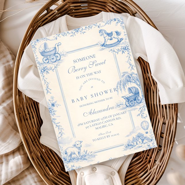 Invitation Blue Nursery Toile Baby Shower (Créateur téléchargé)