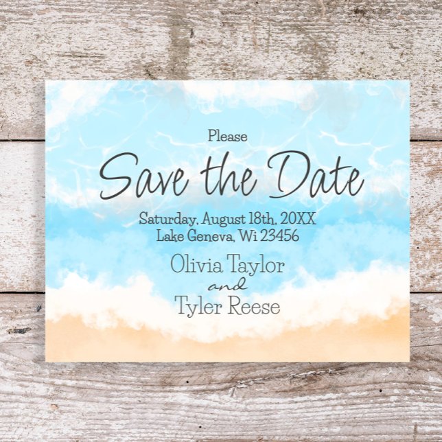 Invitation Blue Ocean Coastal Wedding Enregistrer la date (Créateur téléchargé)
