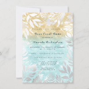 Invitation Blue Ocean Gold Parties scintillant Ombre Floral S