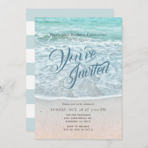 Invitation Blue Ocean Sandy Beach Turquoise Anniversaire