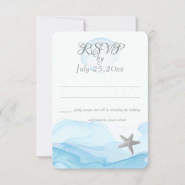 Invitation Blue Ocean Starfish Plage tropicale Mariage (Devant)