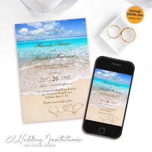 Invitation Blue Ocean Tropical Destination Beach Mariage