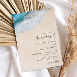 Invitation Blue Ocean Waves Tropical Beach Wedding<br><div class="desc">Summer wedding invitation featuring blue ocean waves design. Add your wedding details in elegant modern typography on an illustrative beach scene.</div>