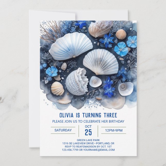 Invitation Blue Oceanic Wonders Boy Birthday (Devant)