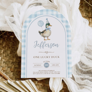 Invitation Blue One Lucky Duck Balloon 1er Anniversaire Arch