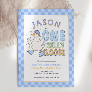 Invitation Blue One Silly Goose - Premier Anniversaire de Gar
