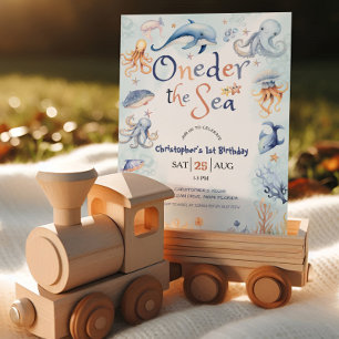 Invitation Blue Oneder les garçons de la mer 1er anniversaire